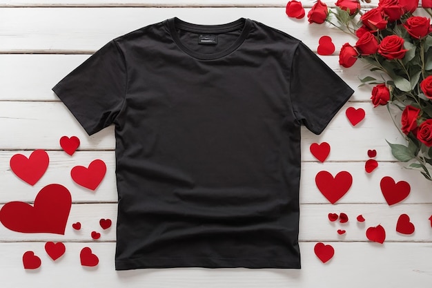 Maqueta de camiseta realista para el día de San Valentín Feliz día de San Valentín Camiseta de mujer Maqueta de camiseta para chica