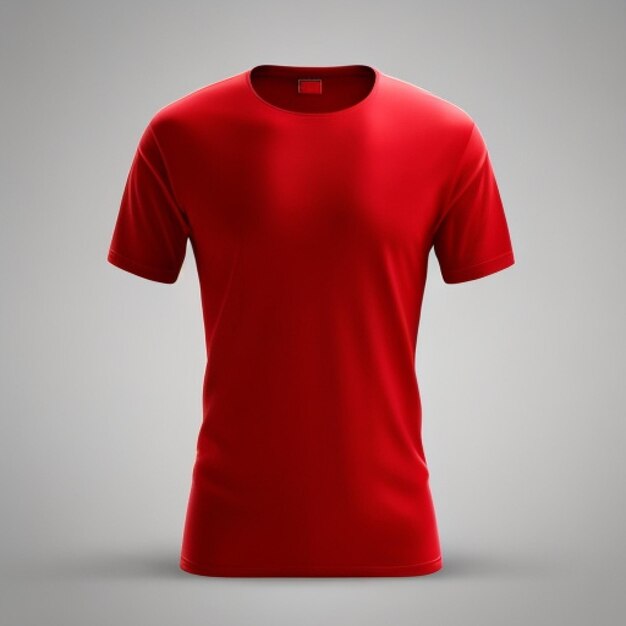 Maqueta de camiseta roja sobre un fondo gris