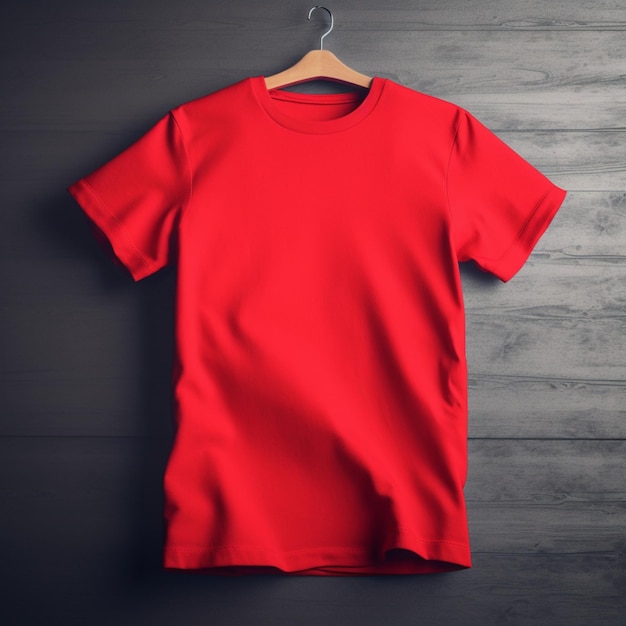 Maqueta de camiseta roja sobre fondo liso dinámico Conjunto de maqueta de camiseta Frente de maqueta de camiseta roja oscura