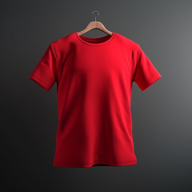 Maqueta de camiseta roja sobre fondo liso dinámico Conjunto de maqueta de camiseta Frente de maqueta de camiseta roja oscura