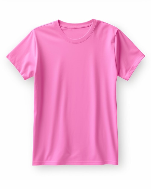 Maqueta de camiseta rosa con espacio de copia sobre fondo blanco diseño de camiseta impresión generada por Ai