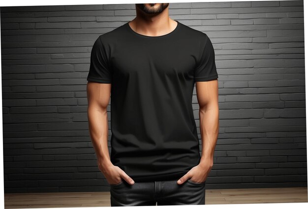 Maqueta de camiseta simple para hombres negros