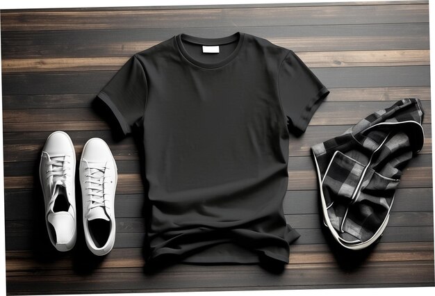 Maqueta de camiseta simple para hombres negros