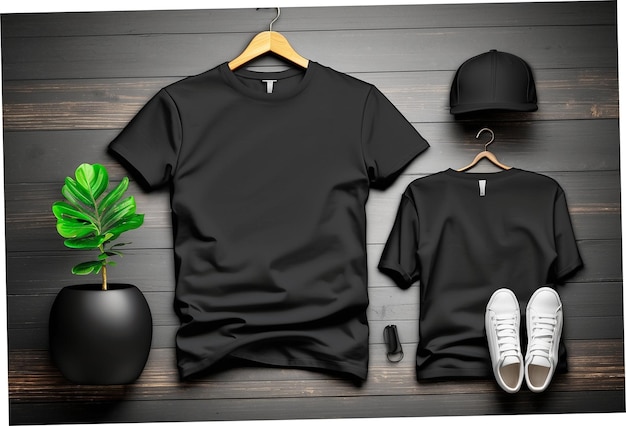 Maqueta de camiseta simple para hombres negros