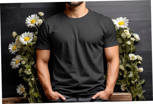 Maqueta de camiseta simple para hombres negros