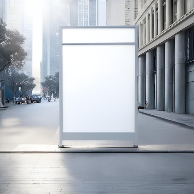 Maqueta de cartel en blanco en la acera