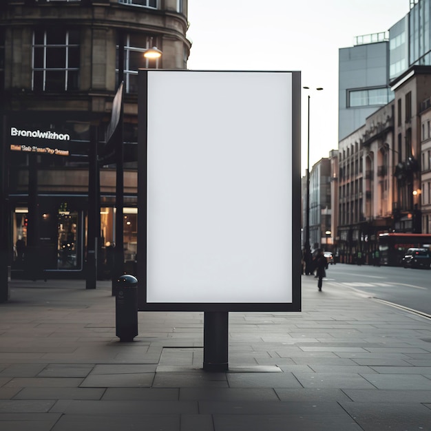 Foto maqueta de cartel en blanco en una calle de una gran ciudad