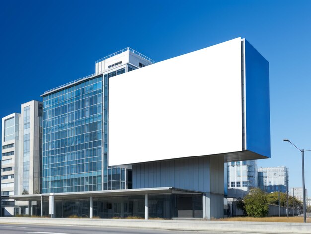 Foto maqueta de cartel en blanco diseño moderno construcción al aire libre tabla publicitaria de edificio vacío maqueta de plantilla de cartel de publicidad en la calle exterior ilustración generativa ai