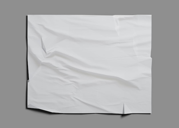 Foto maqueta de cartel de papel blanco pegado sobre un fondo gris