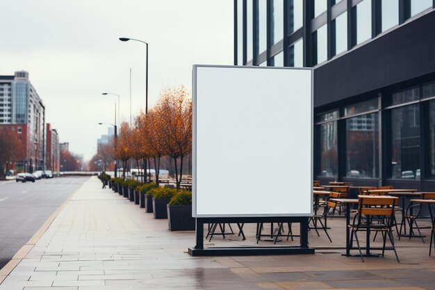 Foto maqueta de cartelera blanca en blanco en la calle