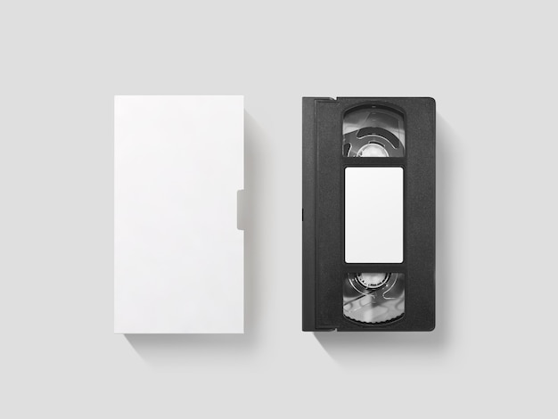 Maqueta de cinta de cassette de video blanco en blanco