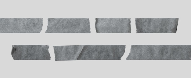 Foto maqueta de cintas adhesivas rotas negras sobre un fondo gris