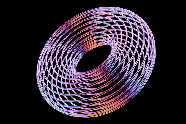 Maqueta de colocación de objetos para productos cosméticos con toroide abstracto volador representación 3D del fondo moderno de colocación del producto