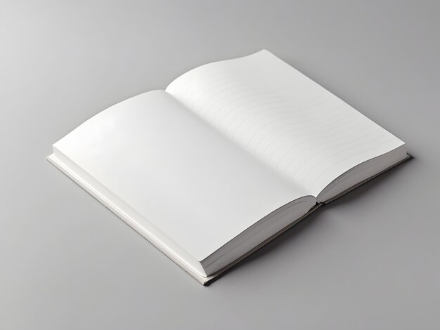 Maqueta de cuaderno fotorrealista en blanco en fondo gris claro vista delantera y trasera