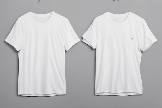 Maqueta de diseño de camiseta blanca y fondo gris y maqueta de camiseta blanca