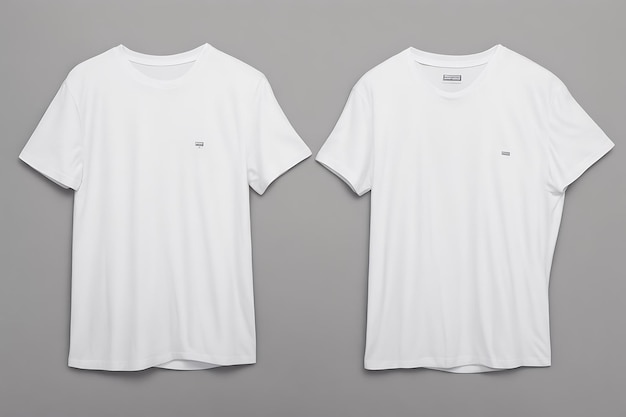 Foto maqueta de diseño de camiseta blanca y fondo gris y maqueta de camiseta blanca