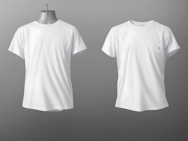 Maqueta de diseño de camiseta blanca y fondo gris o maqueta de camiseta blanca