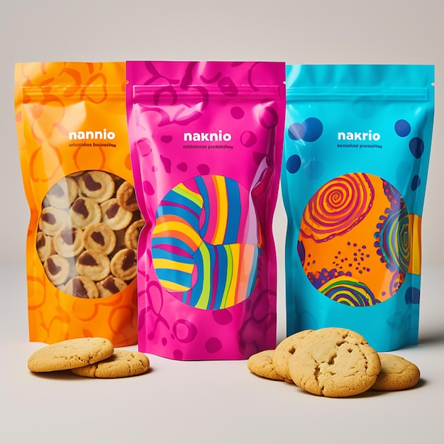 maqueta de diseño de paquete de galletas snack