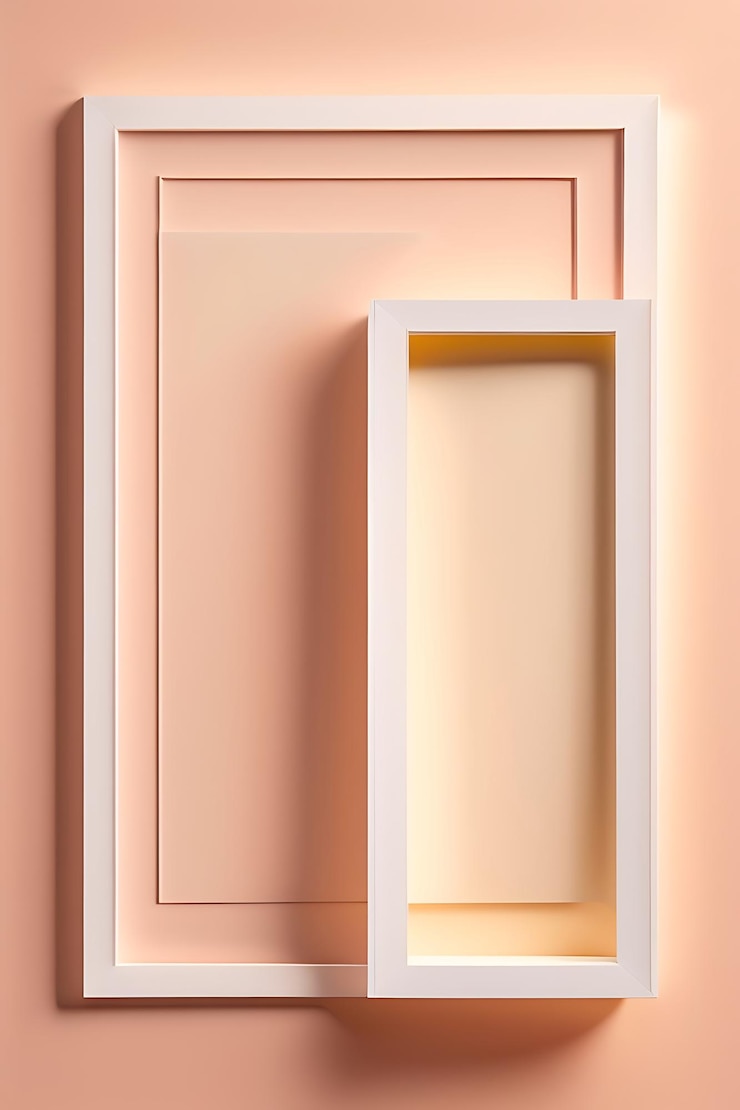 Foto maqueta de dos tarjetas de invitación en marco blanco sobre fondo beige pastel