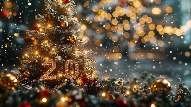 Maqueta de efecto de texto brillante Feliz Año Nuevo 2025 con estilo Cesiumbulgy