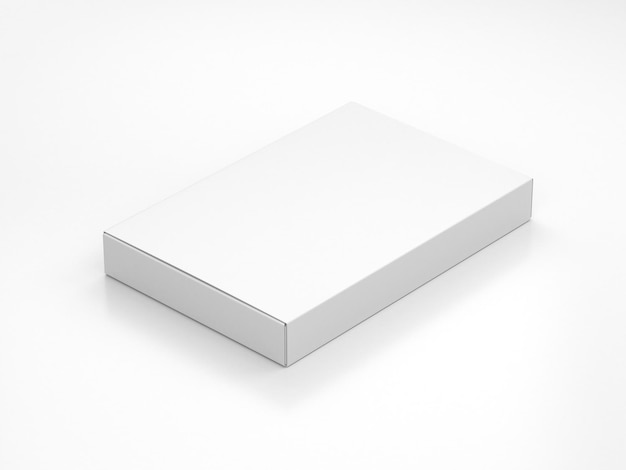 Foto maqueta de embalaje de caja delgada blanca en renderizado 3d de estudio ligero