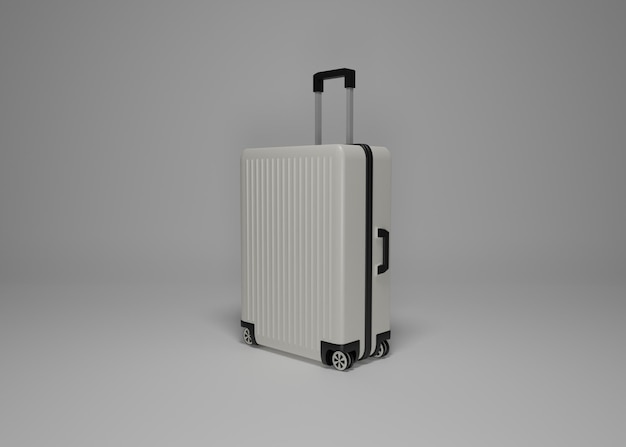 Maqueta de equipaje blanco sobre fondo claro Representación 3d de equipaje de maleta