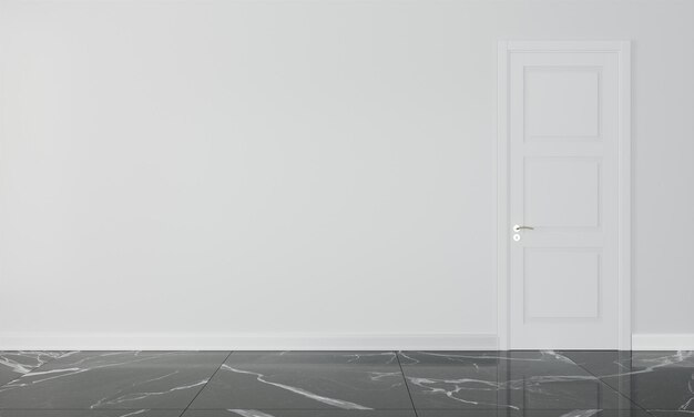 Foto maqueta de estudio de habitación moderna vacía con pared con patrones blancos y elementos modernos