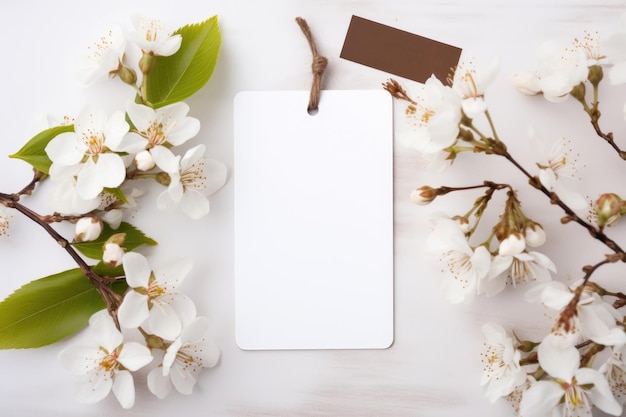 Una maqueta de una etiqueta blanca en colores blancos una tarjeta de invitación para una boda Diseño de la etiqueta con lugar de cuerda para el texto