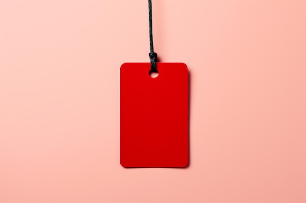 Maqueta de etiqueta de ropa en una cuerda Etiqueta roja Venta de Viernes Negro IA generativa