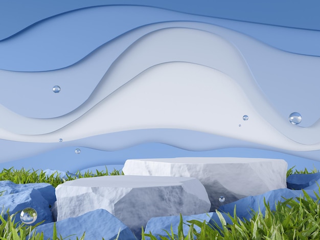 Maqueta fondo 3d concepto de tono azul representación 3D