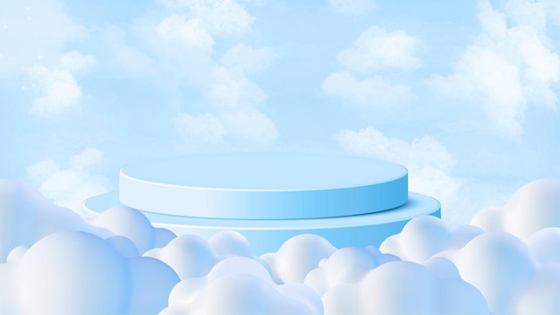Maqueta de fondo Pantalla de presentación de la plataforma del podio Tono 3D Cielo azul