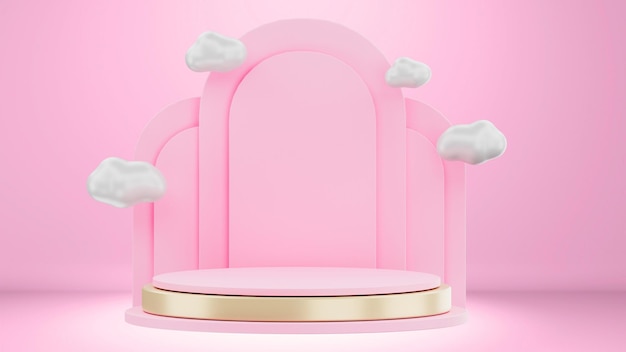 Maqueta de fondo Pantalla de presentación de la plataforma del podio con tono magenta en 3D
