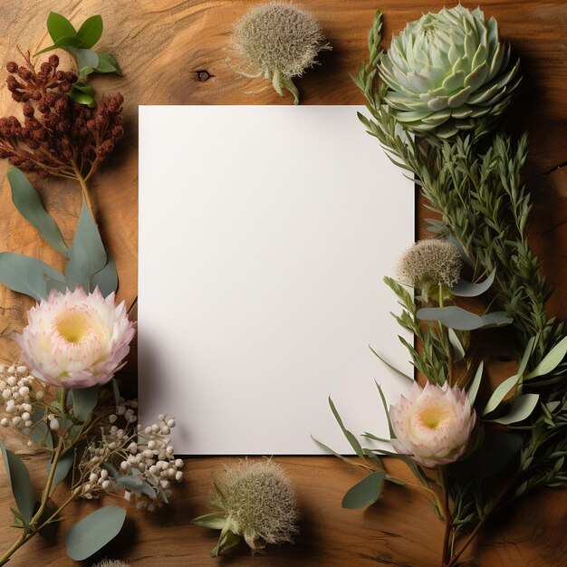 Foto maqueta de foto gratuita, papel a4 minimalista y elegante, una página, mesa de madera blanca.