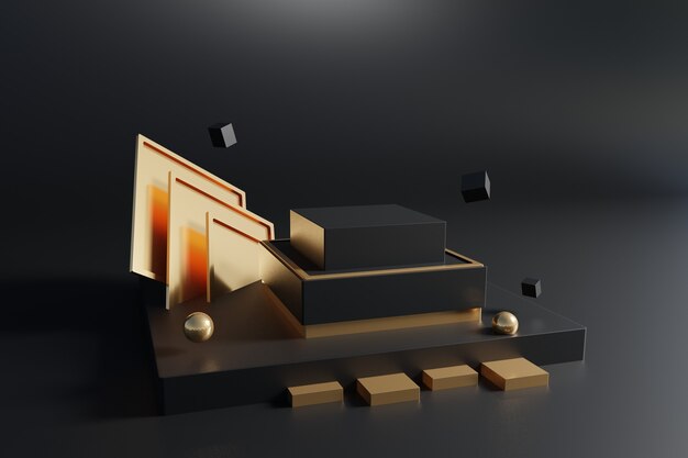maqueta geométrica de lujo con tema negro