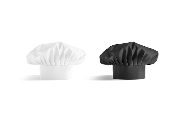 Maqueta de gorro de chef en blanco y negro. Jefe de cocina para culinaria. El panadero o el cocinero protegen la ropa de trabajo.