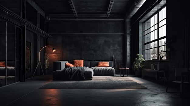 Maqueta de habitación de interiores luminosos minimalistas modernos de lujo grande Ai generativo