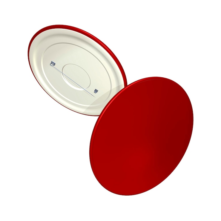 Foto maqueta de insignia de icono psd color rojo sobre fondo transparente