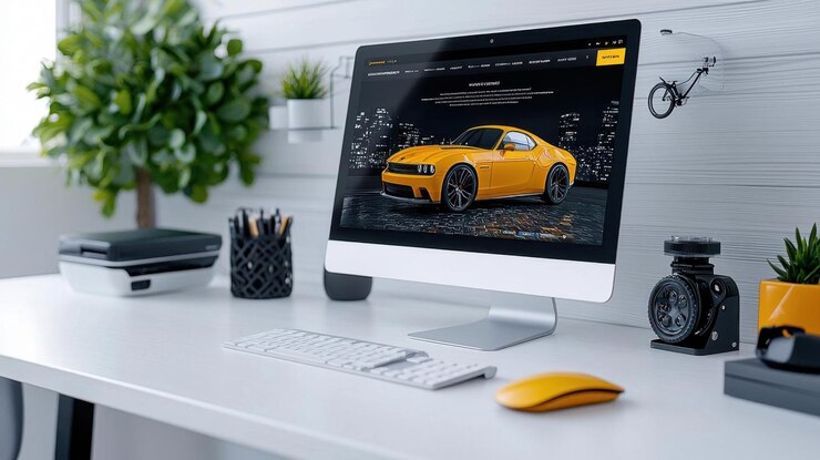 Foto maqueta interactiva de un diseño de sitio web con desplazamiento por paralaje y animaciones llamativas