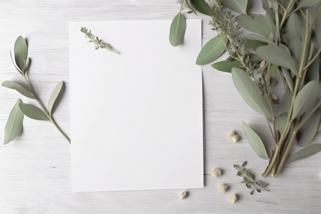 Una maqueta de invitación de boda en blanco IA generativa