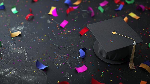 Maqueta de invitación para la graduación en fondo de color oscuro