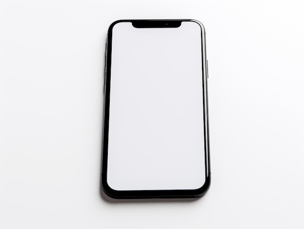 Una maqueta de iPhone con pantalla en blanco