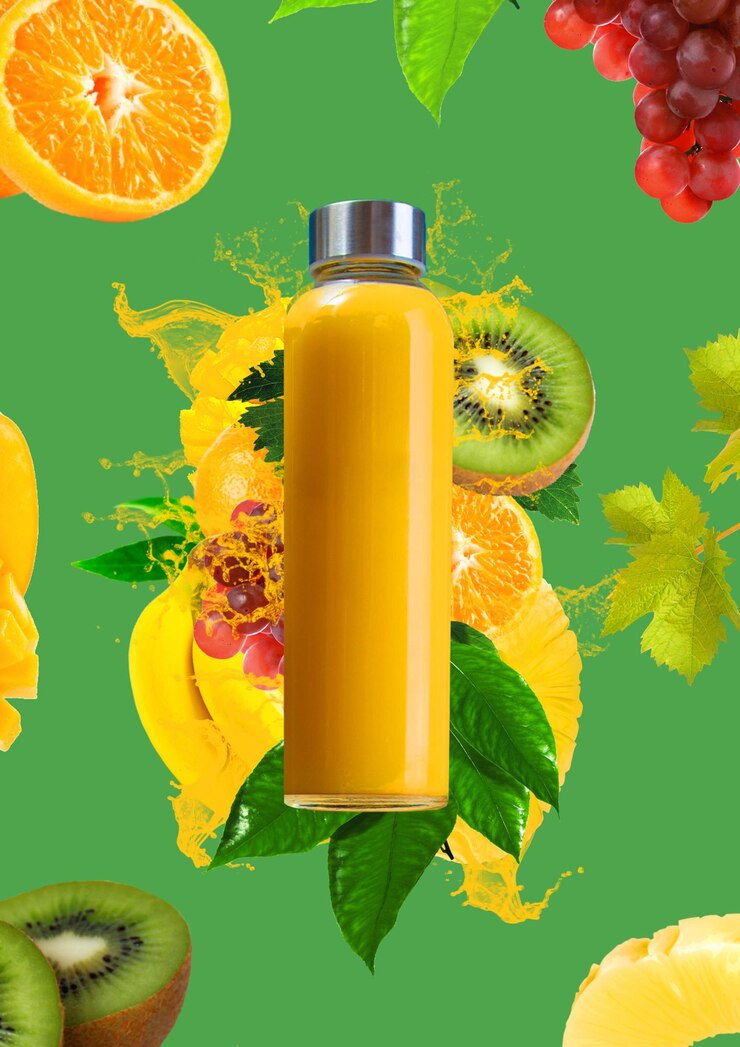 maqueta de jugo de frutas múltiples