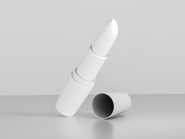 Maqueta de lápiz labial en blanco aislado en blanco ilustración 3d