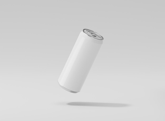 Maqueta de lata de refresco de aluminio blanco Lata de metal de contenedor realista 3d para cerveza o bebida energética