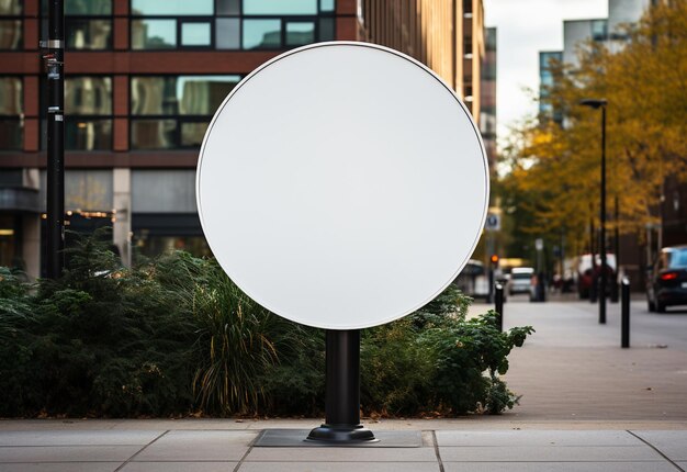 Foto maqueta de letrero de calle circular en blanco marca urbana en su máxima expresión creada con ia generativa