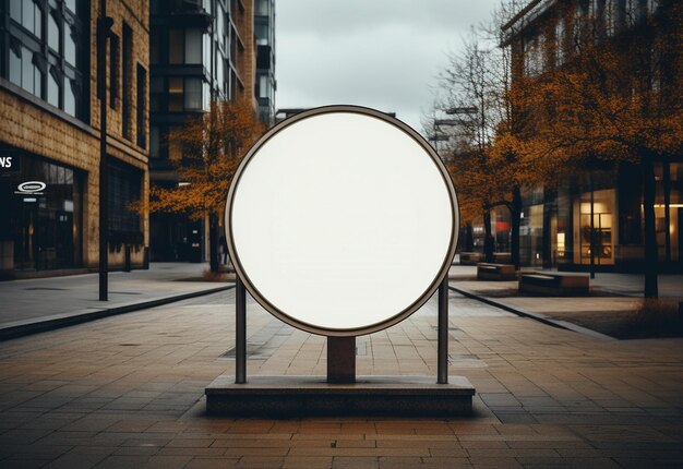 Maqueta de letrero de calle circular en blanco Marca urbana en su máxima expresión creada con IA generativa