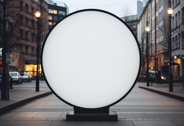 Foto maqueta de letrero de calle circular en blanco marca urbana en su máxima expresión creada con ia generativa