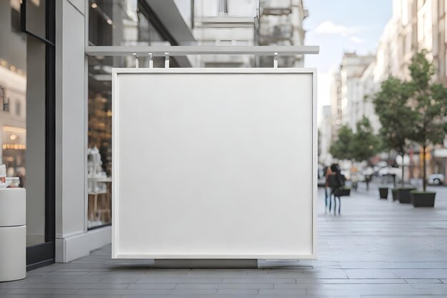 Maqueta de letrero de tienda blanco en blanco para panel publicitario