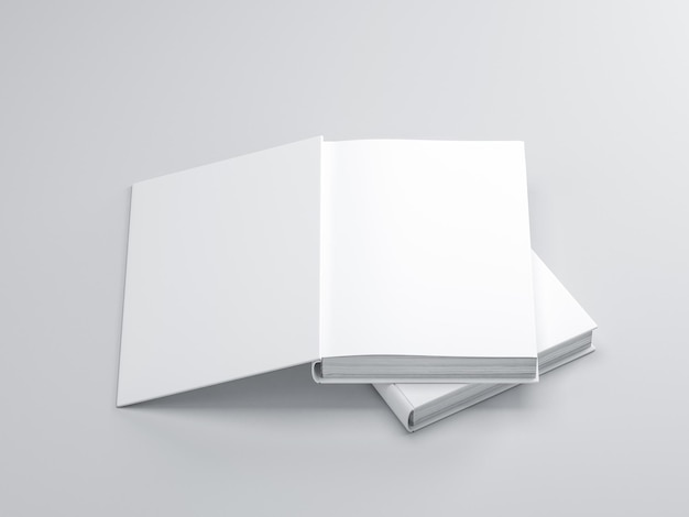Maqueta de libro blanco abierto Título de la página principal Representación 3d