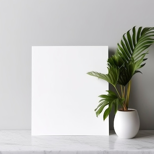 Maqueta de un lienzo vacío en blanco Una pared gris en el fondo IA generativa